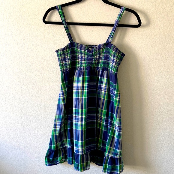 aerie Dresses & Skirts - Aerie 100% Cotton Seersucker top Ruffle Bottom SEXY Plaid Dress